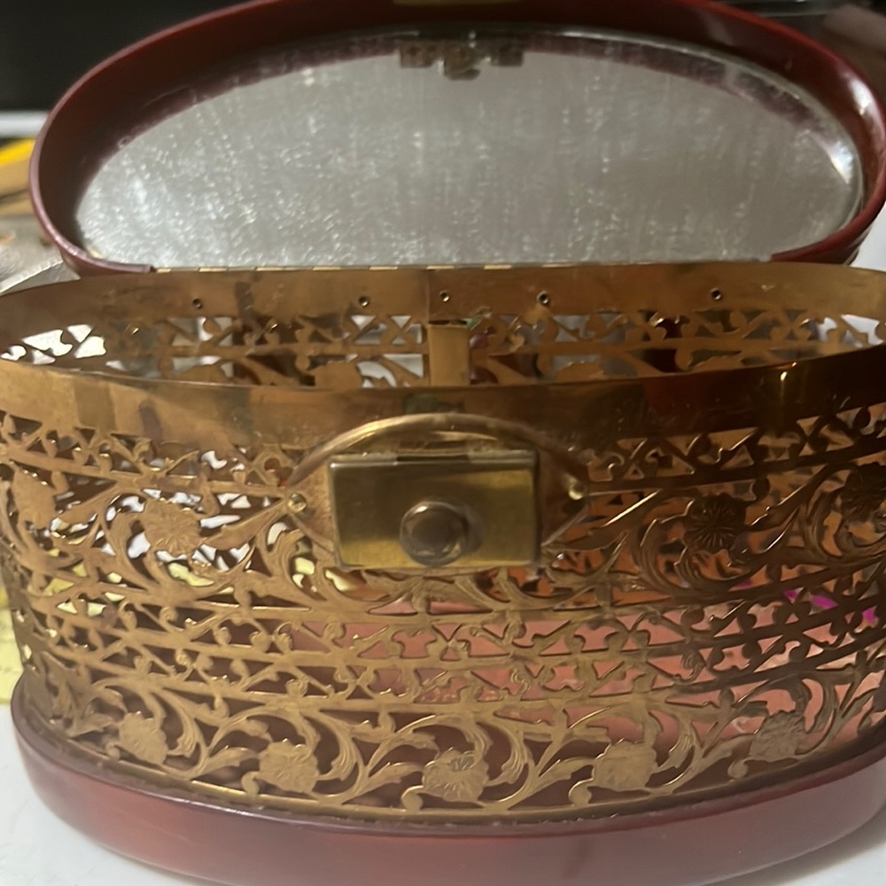 Vintage Dorset Fifth Avenue brass and lucite purse